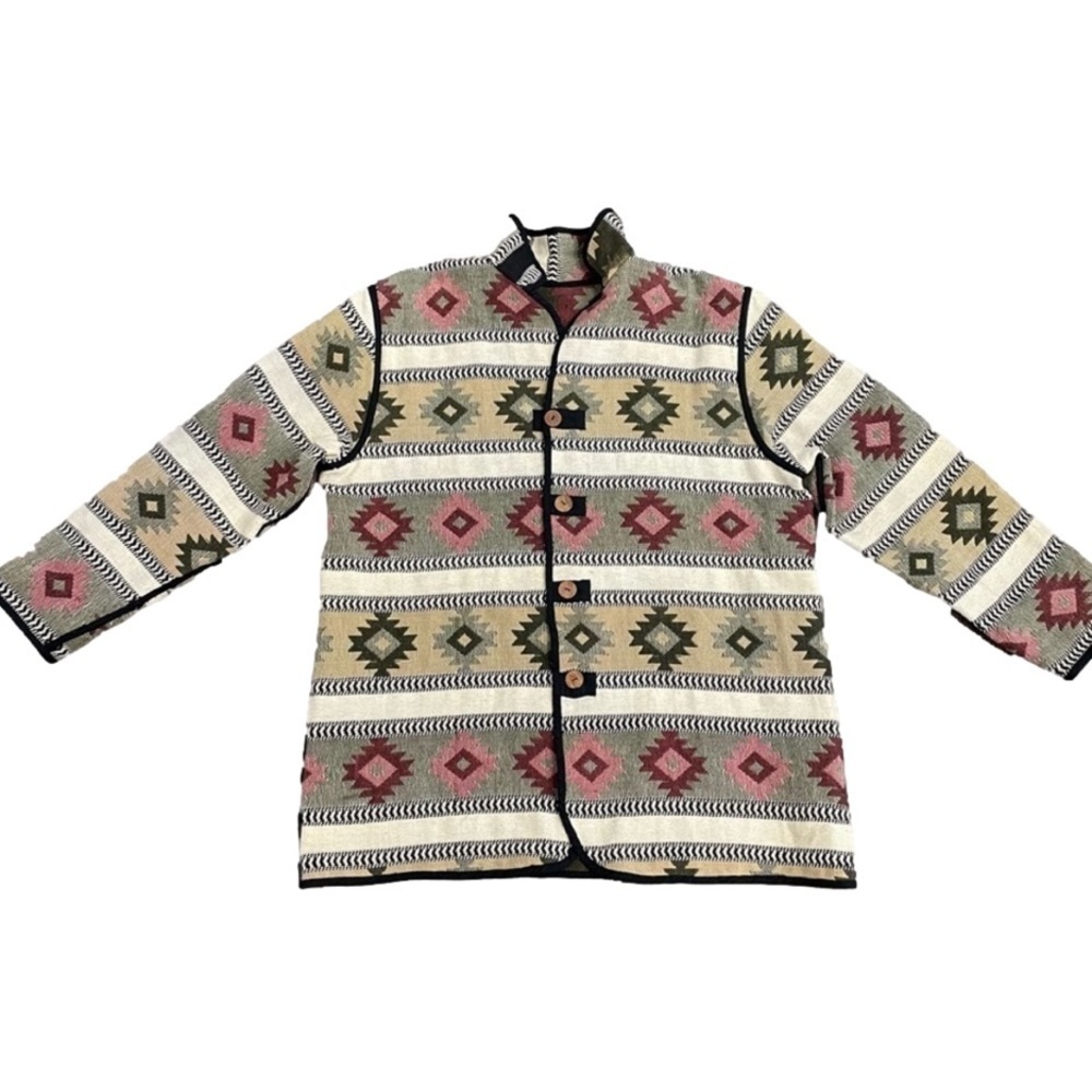 Vintage Southwestern Style Reversible Tapestry  Woven Jacket